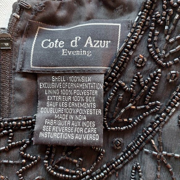 COTE D' AZUR Evening Black Vintage Gorgeous Beaded Silk Jacket XL - Picture 3 of 8